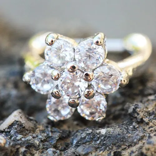 316L Stainless Steel CZ Flower Cartilage Clicker Earring