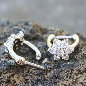 316L Stainless Steel CZ Flower Cartilage Clicker Earring
