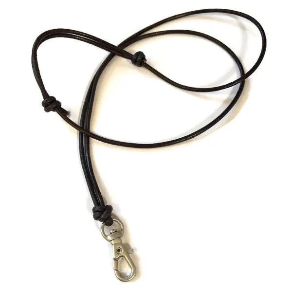 Adjustable Leather Cord Lanyard & Clip