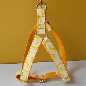 Banana printing Dog Harness Leash Adjustable