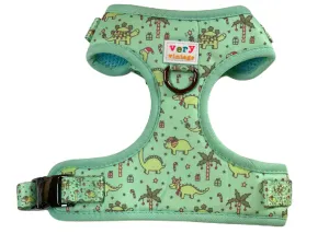 Christmas Dinos - Adjustable Dog Harness - Heavy Duty Metal Hardware