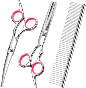 Dog Grooming Scissors With Safety Round Tips Stainless Steel Professional Cat Grooming Kit