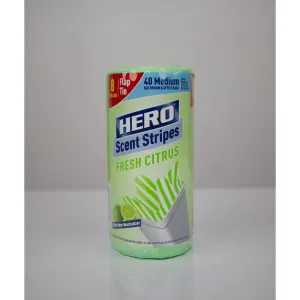 Hero Medium Trash Bags, 8 Gallon, 40 Bags (Citrus Scent), Odor Neutralizer, Flap Ties, Citrus