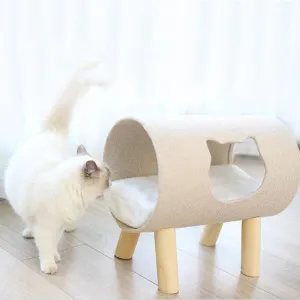 PAWS ASIA Suppliers Elevated Wooden Cool Washable Cute Pink Cat Tunnel Bed